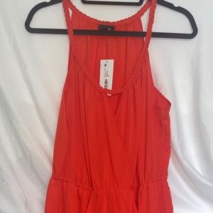 Nicole Miller Grenadine Orange Tulip  Braided Trim Pleat Front Sheath Sz 12